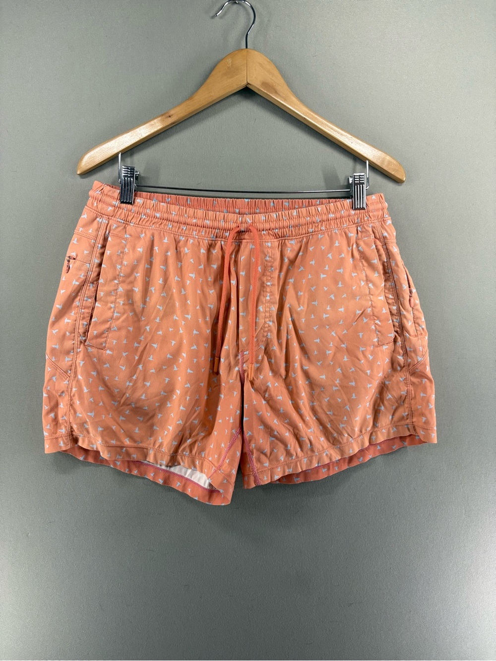 Birddogs Swim Trunks Mens L Orange Ineer Banks Print Stretch Lined Beach Summer